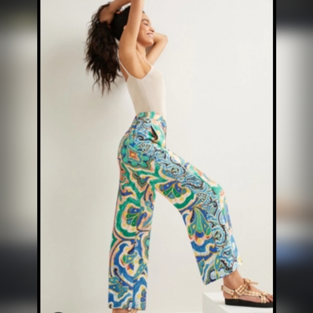 Anthropologie Multicolor Paisley Cropped Pants